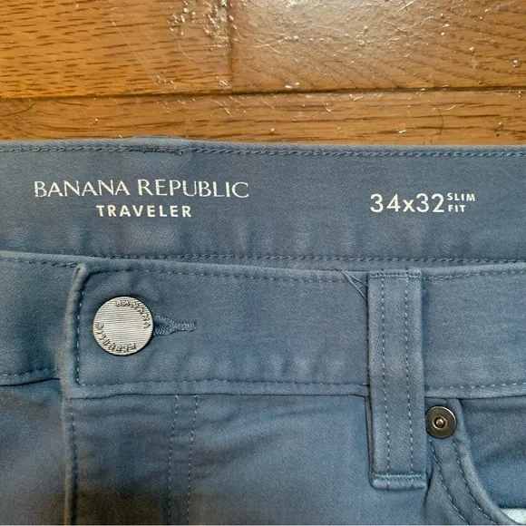 Mens Banana Republic Slim Fit Traveler Pant | 34 X 32 | Blue Shadow - Picture 4 of 9